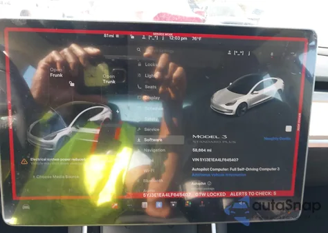 2020 Tesla Model 3 Standard Range Plus Rear-Wheel Drive/Standard Range Rear-Wheel Drive z USA, uszkodzony, nr VIN 5YJ3E1EA4LF645407